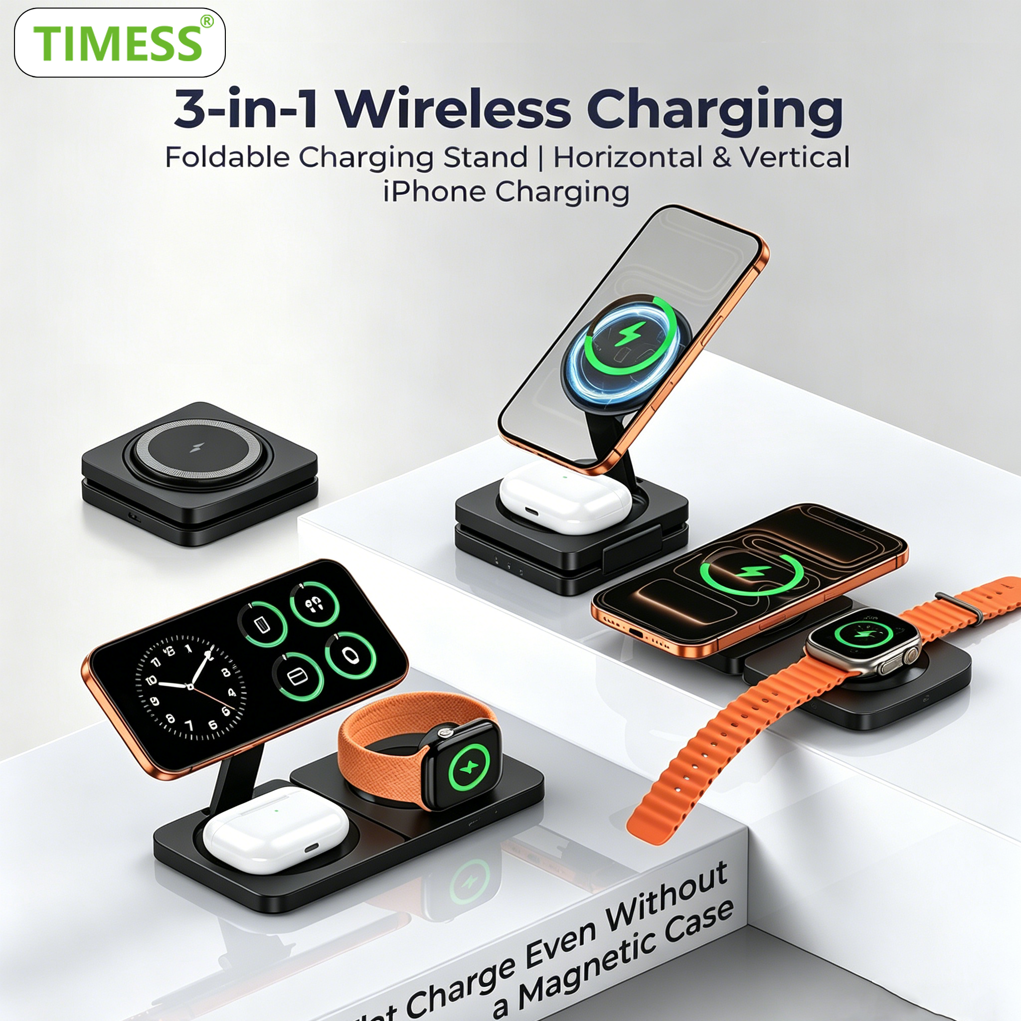 Wireless Charger Watch - TIMESS Fast Magnetic 3 in 1