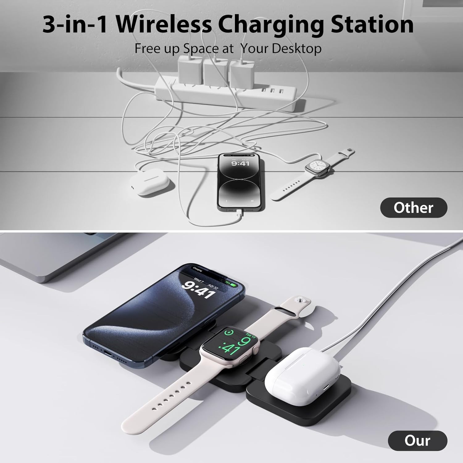 Foldable 3 in 1 Fast Wireless  - Wireless Charger Watch avis et prix