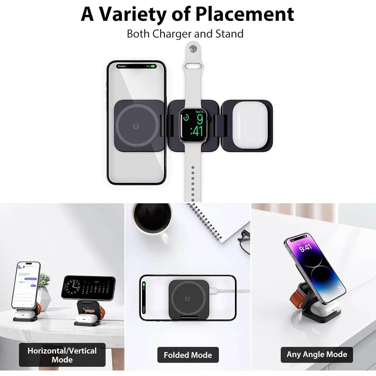 Foldable 3 in 1 Fast Wireless  - Wireless Charger Watch avis et prix